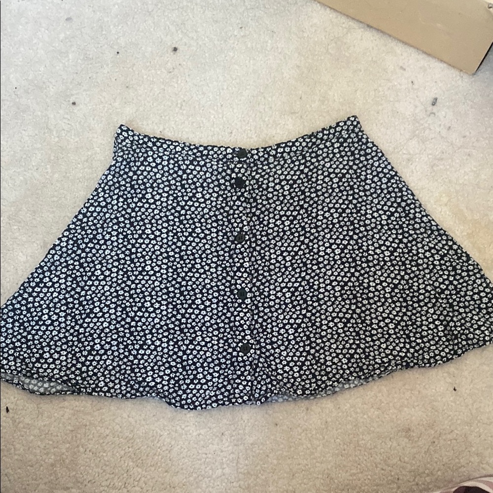 Black and White A-line Mini Skirt for Casual Wear
